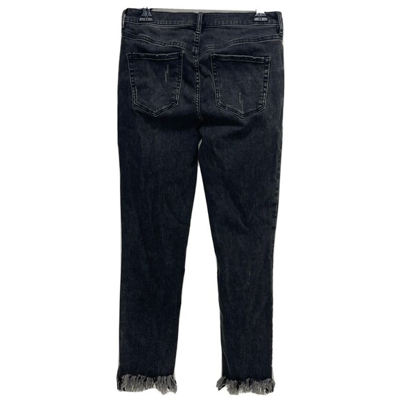 Free People Great Heights Fray Hem Distressed Black Jeans Size 28 Excellent - Picture 3 of 7